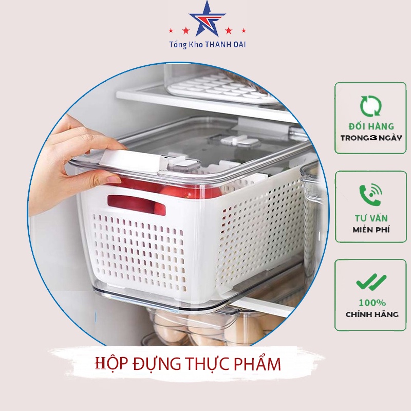 Hộp đựng thực phẩm tủ lạnh 2 lớp đựng đồ ăn bảo quản rau củ tươi ngon MUL55