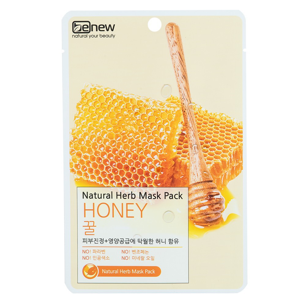 [Cửa hàng chính hãng]  Bộ 10 miếng mặt nạ cao cấp Benew Natural Herb Mask Pack Honey 22ml/miếng 
