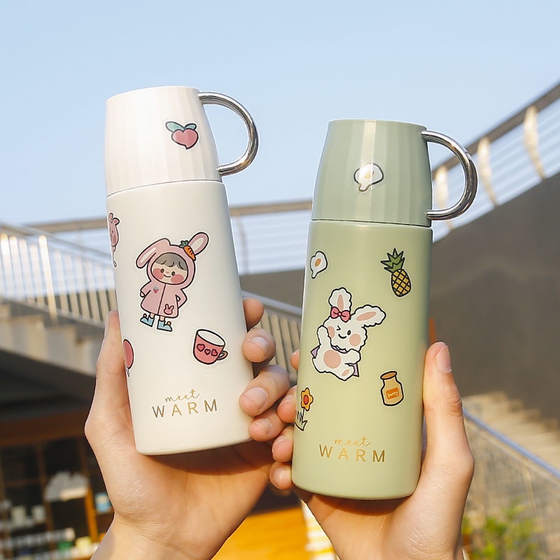 Bình nước giữ nhiệt bằng thép không gỉ 304 dung tích lớn phong cách hàn quốc dễ thương cho nữ