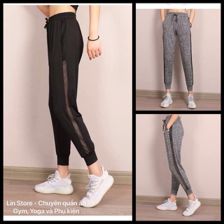 LINSTORE - Quần Jogger Nữ Sport VNXK THUN LẠNH Viền Lưới Cá Tính