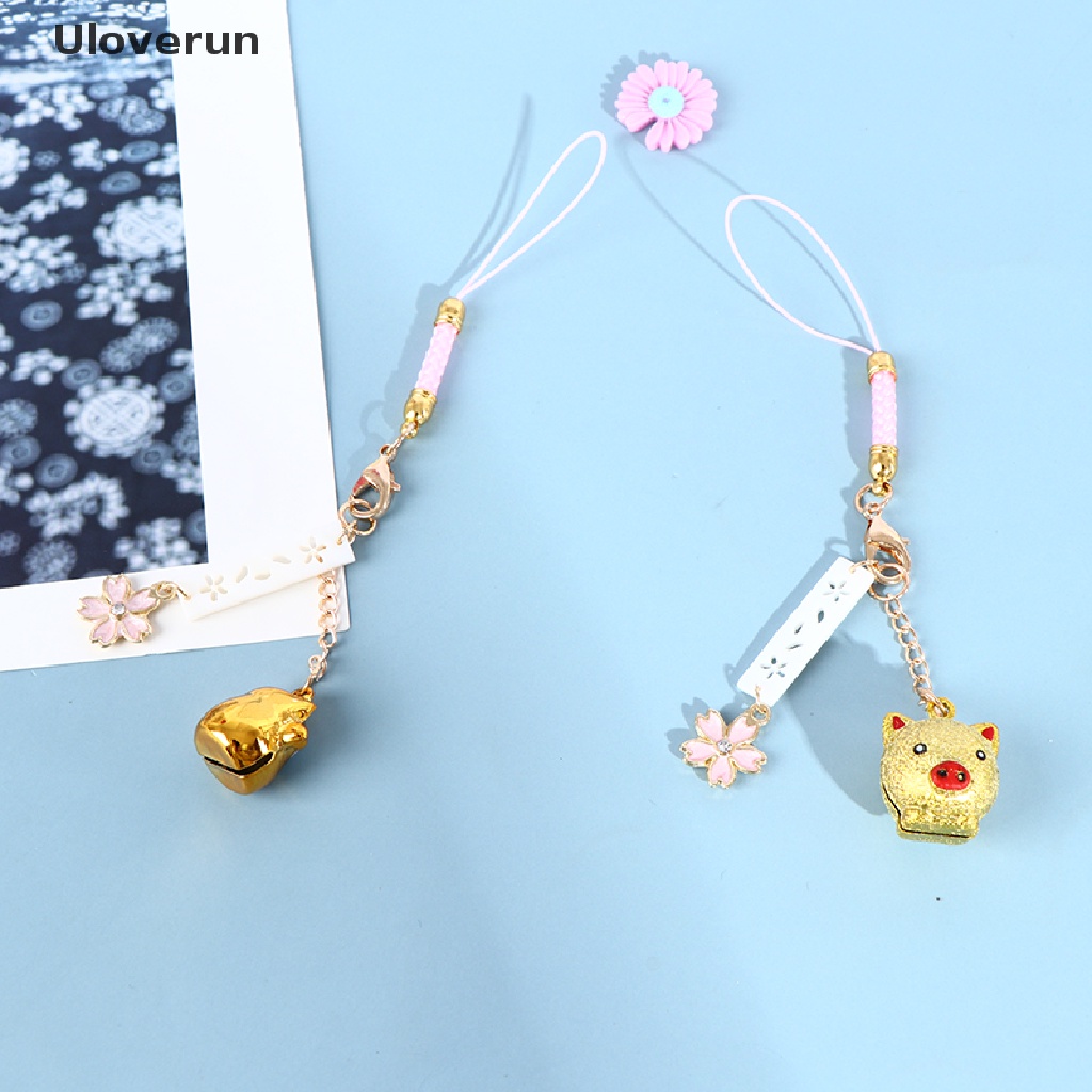 Uloverun Phụ Kiện Móc Khóa Điện Thoại Hình Thỏ / Heo / Mèo / Hoa Anh Đào May Mắn
