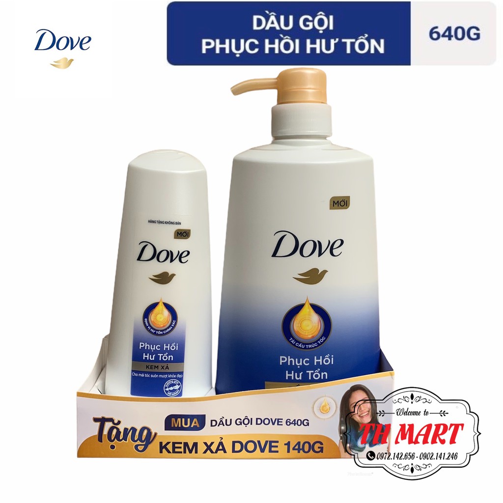 Dầu Gội Đầu Dove Phục Hồi Hư Tổn Chai 640G ( Tặng )