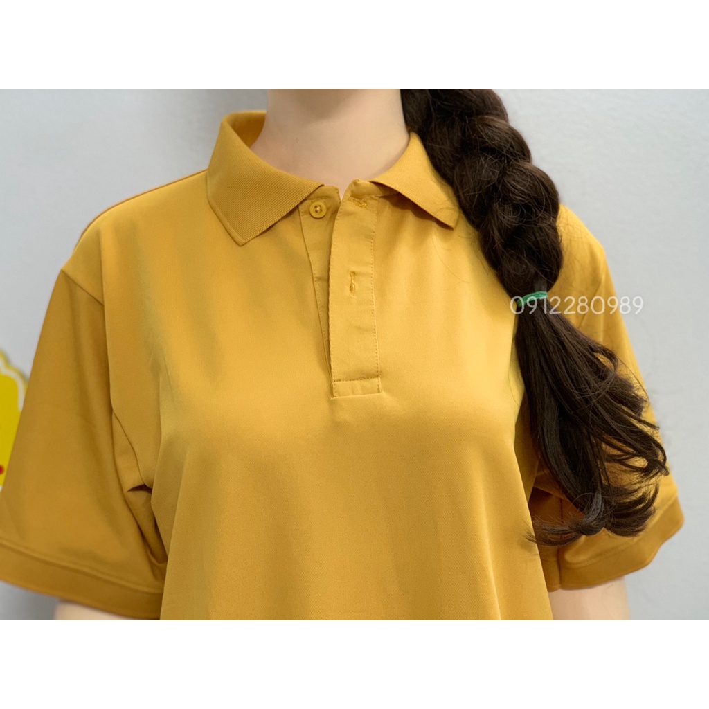 Áo thun có cổ màu vàng đất vải poly Thái cao cấp cho nam nữ _ Hình chụp thật