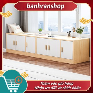 Tủ gỗ thấp tủ kê cửa sổ, ban công nhiều ngăn có cánh cửa, tủ kê dọc tường tiện lợi đa chức năng FU208