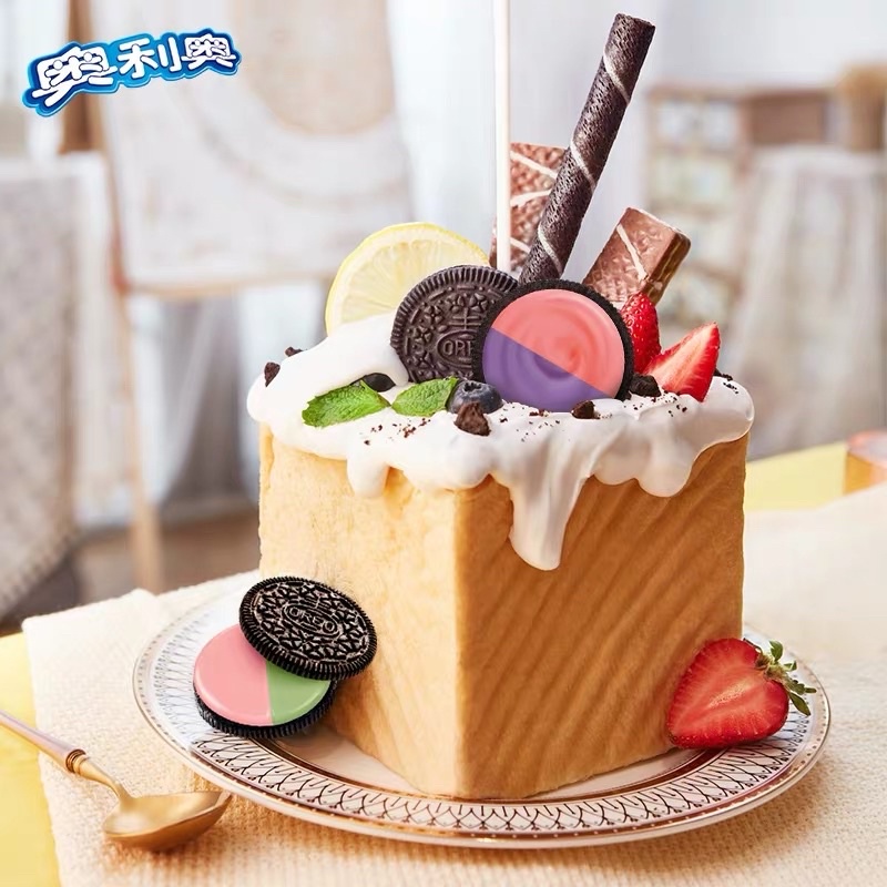 Bánh oreo hồng hoa anh đào bưởi, oreo tím hoa hồng nho, ô long đào, berries, nho đào