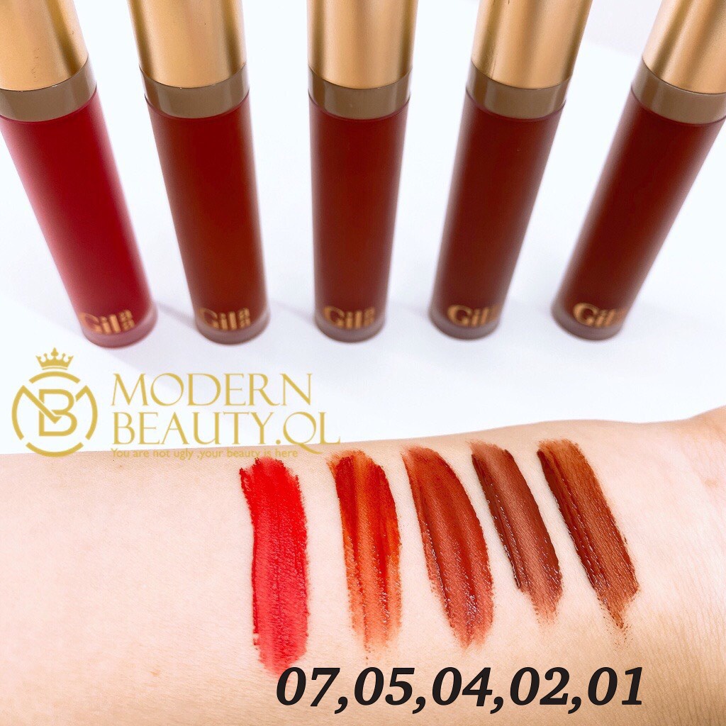 CHÍNH HÃNG: Son Kem Siêu Lì, Lâu Trôi, Mịn Mượt Nhẹ Môi Gilaa Long Wear Lip Cream 5g