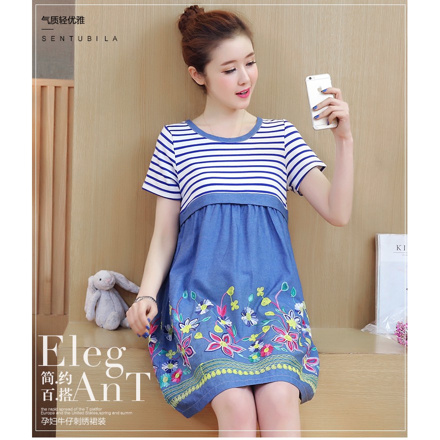 Đầm béo/ Váy béo size 2XL - Đầm bầu xanh vải thô