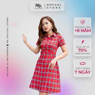 Váy Đầm Thiết Kế Công Sở Trẻ Trung Cổ Đức Kèm Đai Eo Hoạ Tiết Kẻ Caro Đẹp Vải Kate Cao Cấp  NK Fashion NKDV2104028