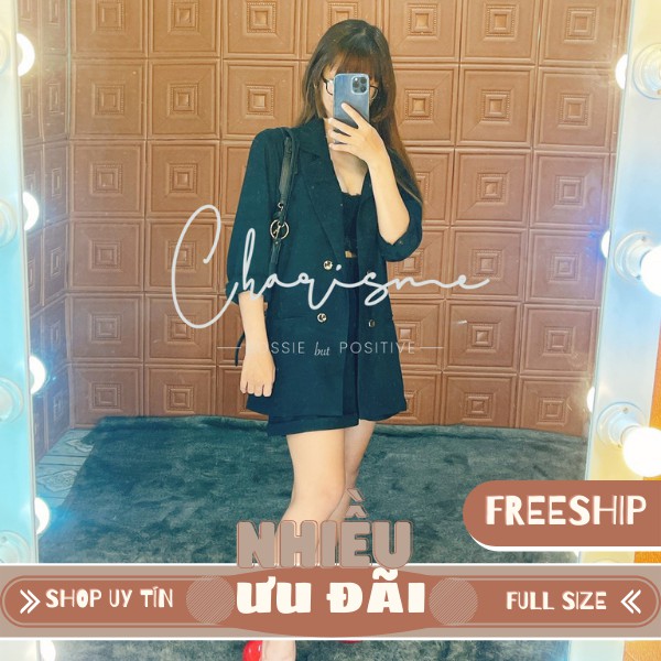 🔥 Bộ Vest Blazer Nữ Đen Cao Cấp Charisme | Có size lớn | May size theo yêu cầu