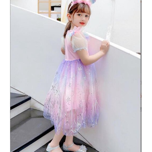 Đầm Công Chúa Chất Liệu Cotton Đính Kim Sa Lấp Lánh Thời Trang Cho Bé Gái