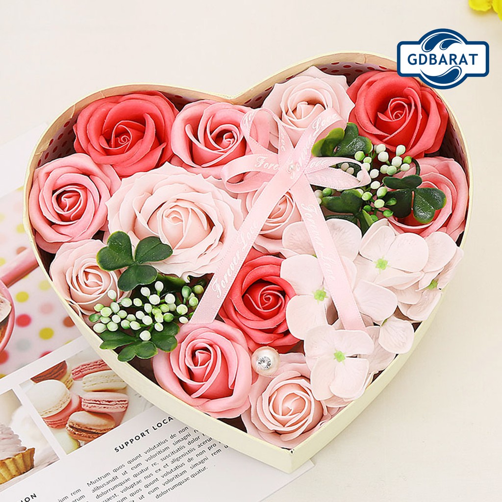 Hộp Quà Hoa Hồng Sáp Hình Trái Tim Làm Quà Tặng Valentine / Sinh Nhật