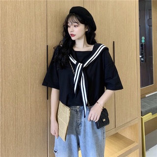 Áo Thun Nữ Tay Lửng Cổ Thủy Thủ Thời Trang