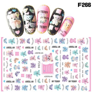 [ Lẻ ] Sticker dán móng tay hình gấu bông xinh xắn F266