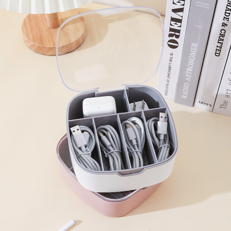 Hộp Đựng Dây Cáp Sạc Có Nắp Đậy Tiện Dụng