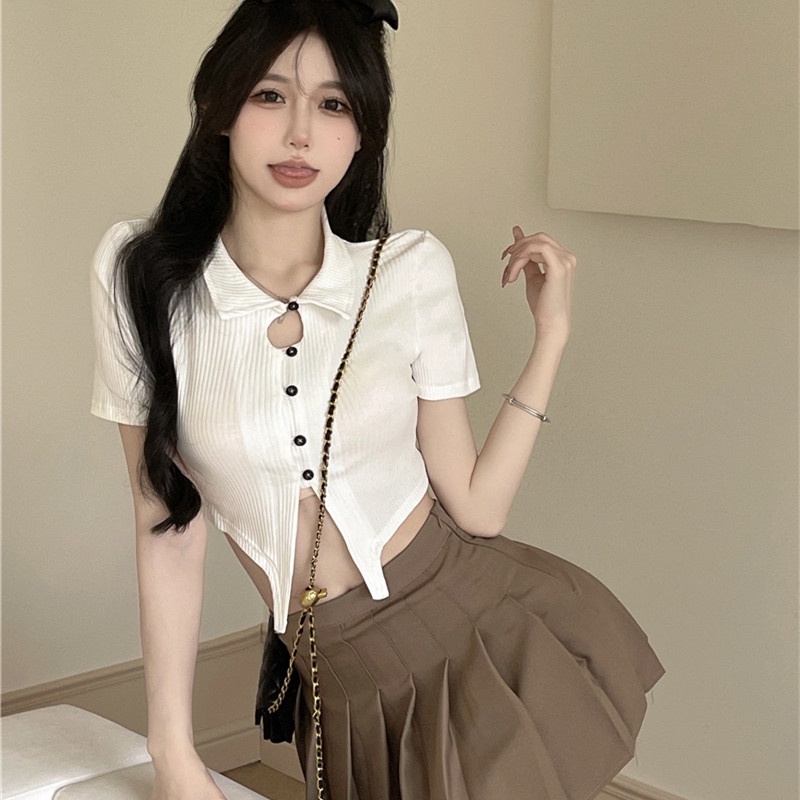 Áo Thun polo Tay Ngắn Thiết Kế Độc Đáo Thời Trang Quyến Rũ