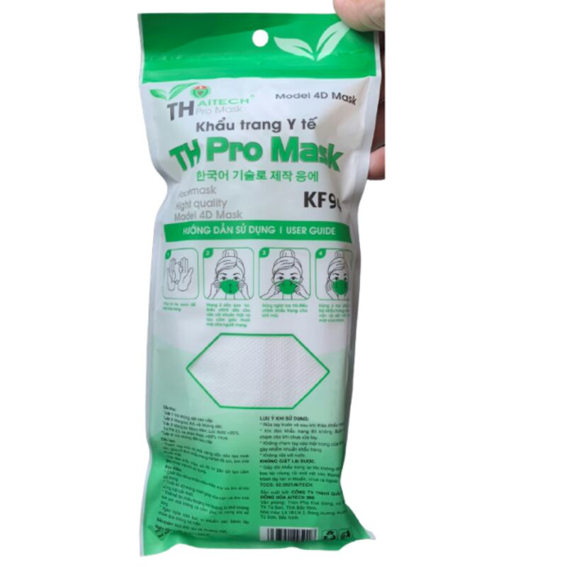 COMBO 5 TÚI KHẨU TRANG KF94 CHỐNG BỤI MỊN - 10 CÁI/TÚI - TH PRO MASK