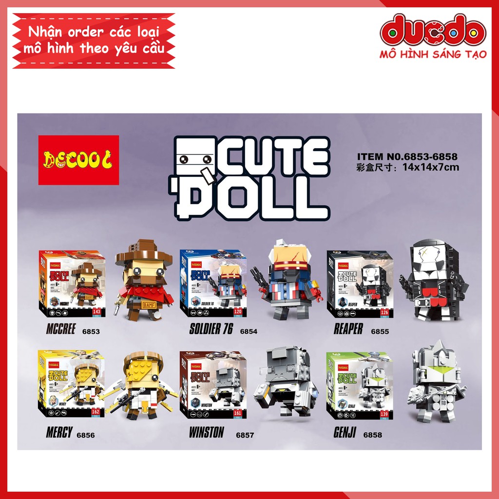 DECOOL 6853-6858 Bộ 6 Brick Headz nhân vật trong Overwatch - Đồ chơi Lắp ghép Minifigures Mô hình Mini BrickHeadz