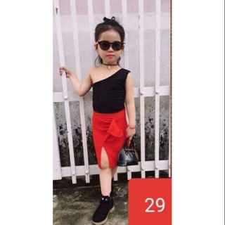 Set body lệch vai váy nơ cách điệu