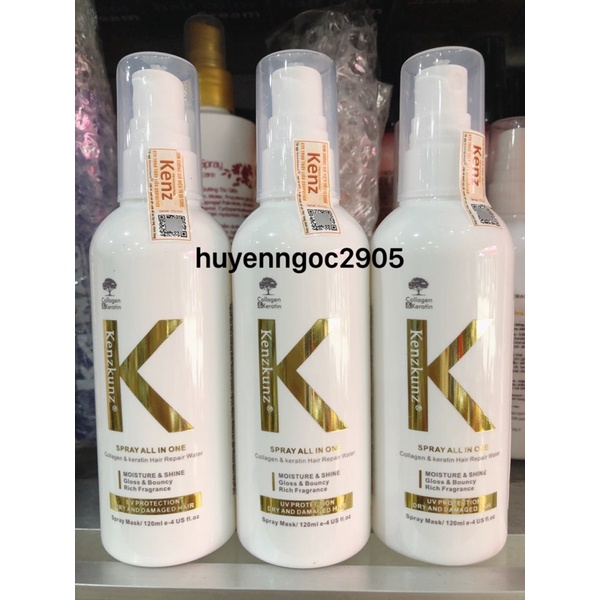 Sữa dưỡng / Xịt dưỡng đa năng Kenzkunz Collagen Keratin 120ml - Tạo ẩm,dưỡng mềm,tạo bóng,trẻ hóa tóc,lưu hương thơm 36h