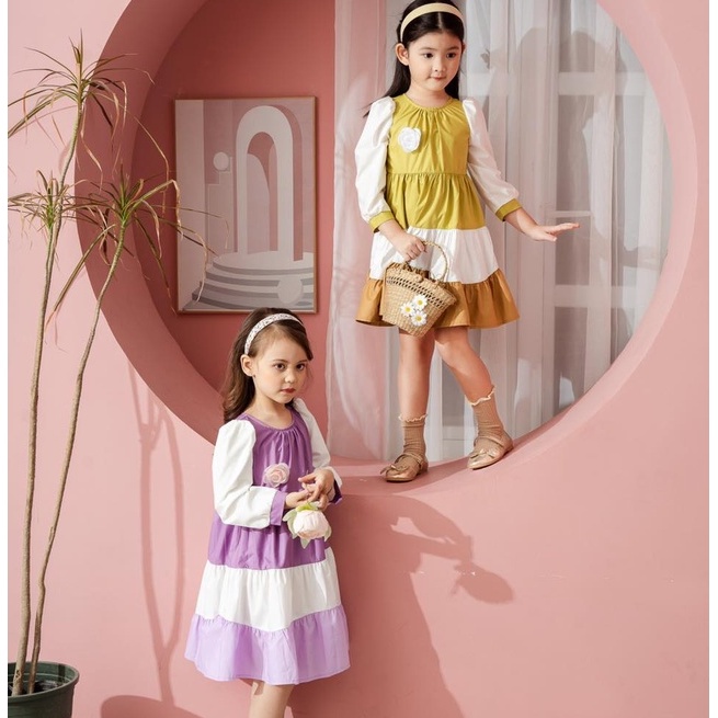 Váy dài tay bé gái 137KIDS thiết kế dáng xòe xinh xắn