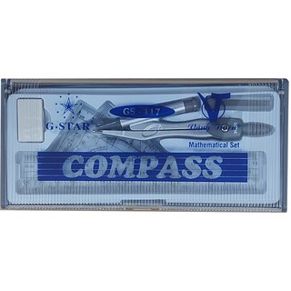 Bộ Compa G-STAR - 117 gồm 7 món bộ dụng cụ học sinh.