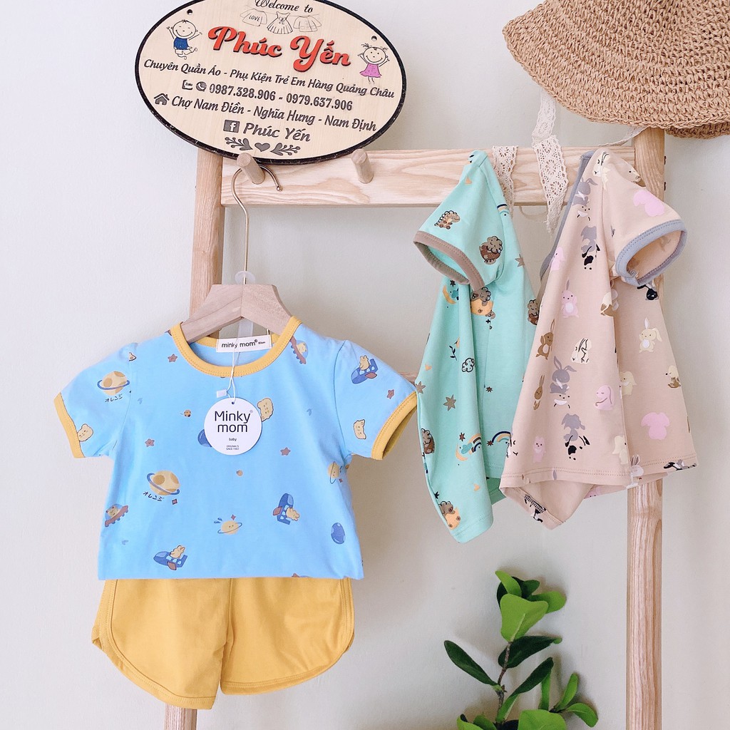 Bộ Cộc Tay Cotton 100% Hàng Minky Mom Họa Tiết Vũ Trụ Cho Bé (Size 8-18kg)(SP001515)