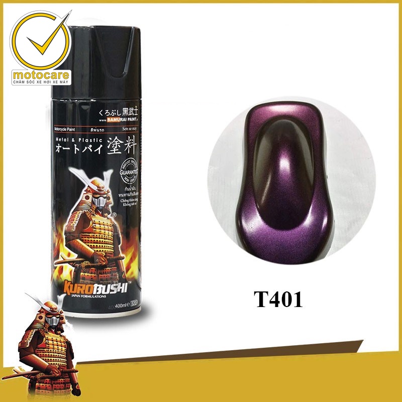 Combo T401 sơn xịt Samurai paint k1 T401 màu 3D xanh đá đổi màu theo góc nhìn và giấy nhám nhật