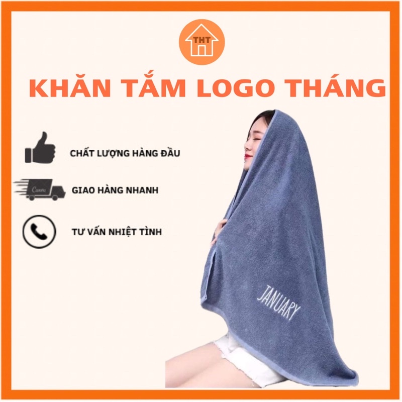 Khăn Tắm 70cmx140cm Thêu Logo 12 Tháng Hàn Quốc Mềm Mịn Siêu Thấm Hút Giá Rẻ