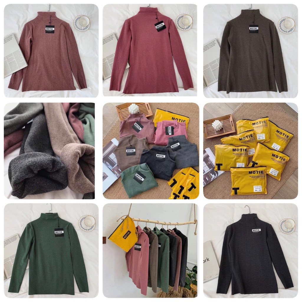 (Sale) Áo giữ nhiệt nữ🌸FREESHIP🌸Áo Len Cổ Lọ Xuất Nhật MoTie (Túi Zip) (Tuyển Sỉ)