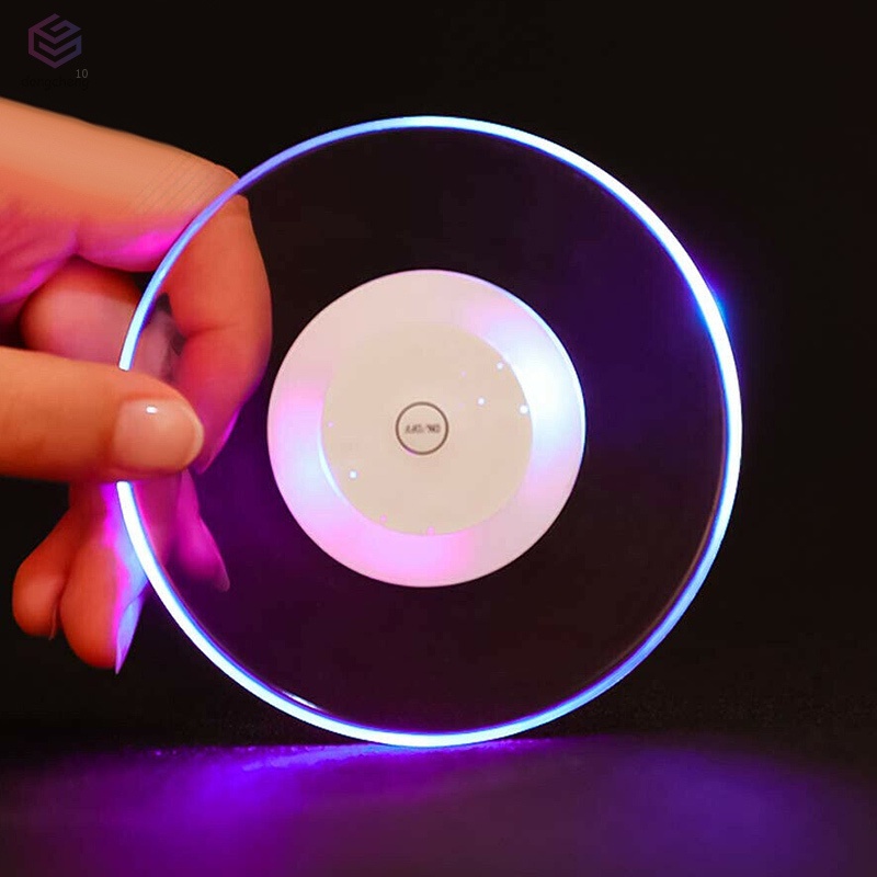 Đế Lót Ly Siêu Mỏng Chống Thấm Nước Có Đèn LED Nhiều Màu Sắc Siêu Mỏng
