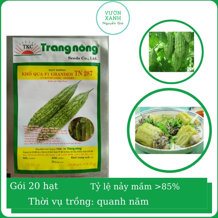 Hạt Giống Khổ Qua  TN287 - Sinh trưởng mạnh, kháng bệnh tốt, năng suất cao