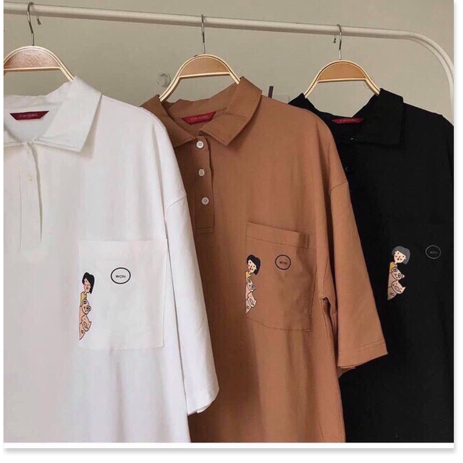 áo thun unisex form rộng tay lỡ có cổ siêu cá tính