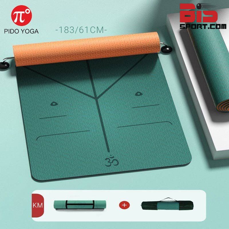Thảm Tập Luyện Yoga Định Tuyến Cực Chuẩn PIDO ( PAIDU ) Chính Hãng - Thảm TPE 8mm - Xanh Lá Cam