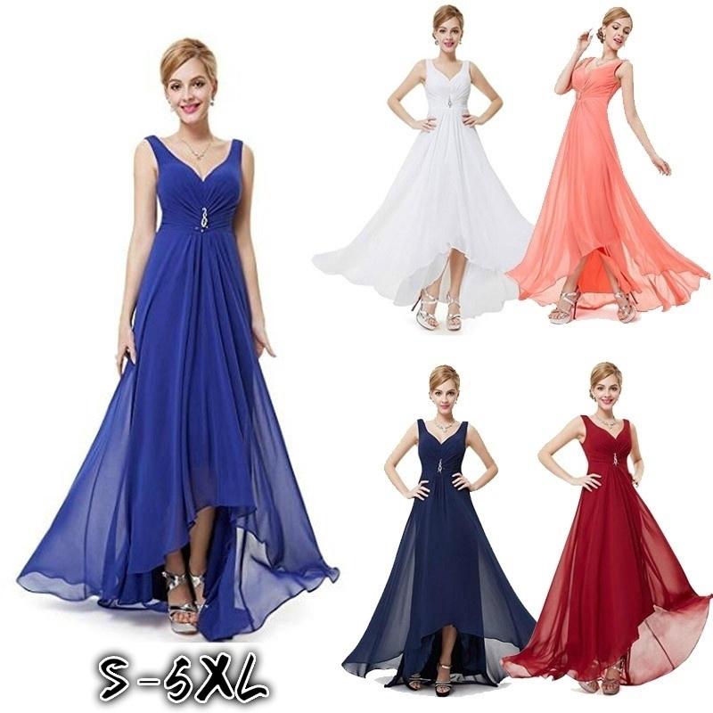 Đầm voan dạ hội không tay cổ chữ V màu trơn gợi cảm cho nữ