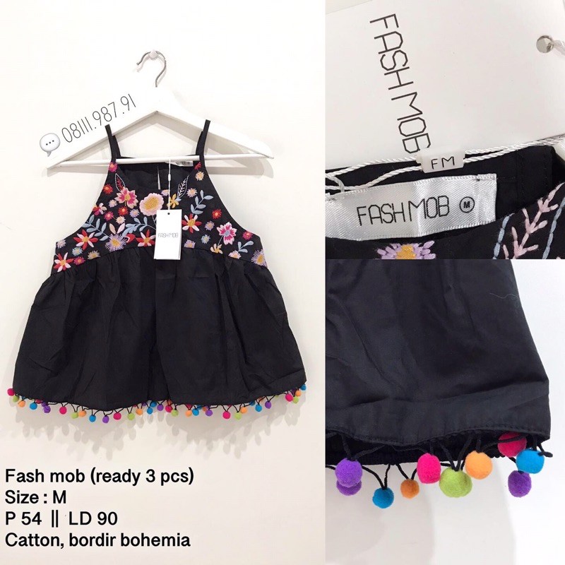 Áo tanktop Màu Đen Phối Tua Rua Phong Cách Bohemian