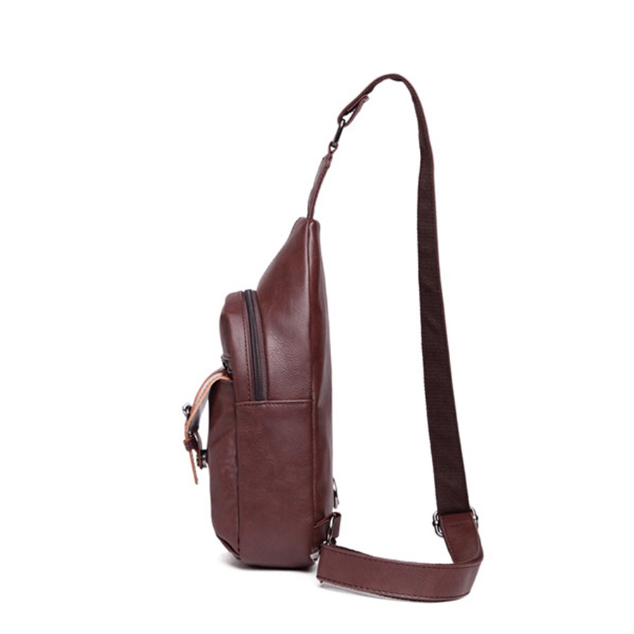 Túi da bao tử, đeo ngực THREE-BOX nam nữ - Sling Bag MS6356