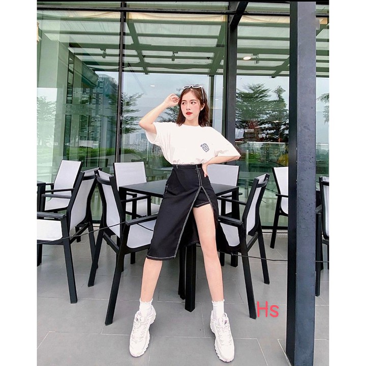 Chân váy xẻ tà viền May nổi-HươngSu (PVN1256) | BigBuy360 - bigbuy360.vn