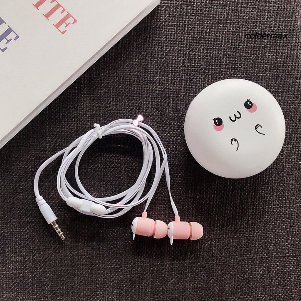 Tai Nghe Nhét Tai Có Dây Họa Tiết Hoạt Hình 3D Dễ Thương Kèm Hộp Đựng 1 Cái