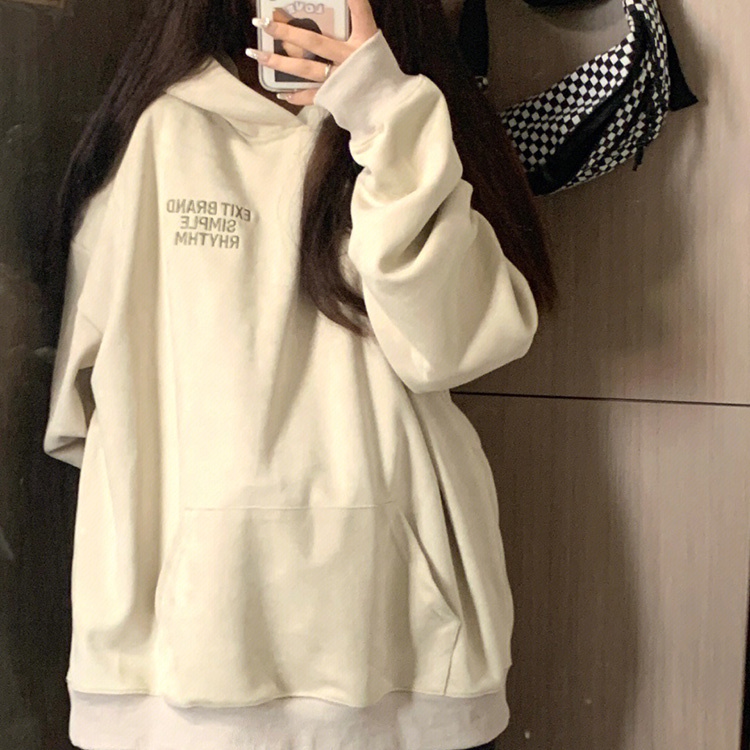 Áo hoodie Perty có mũ trùm đầu họa tiết chữ dáng rộng phong cách mùa thu Hàn Quốc thời trang dành cho nữ