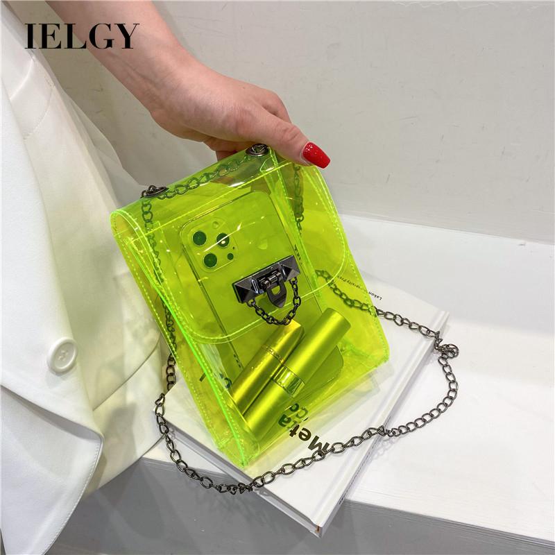 Túi đeo chéo IELGY hình vuông màu kẹo có khóa gài thời trang đường phố cao cấp