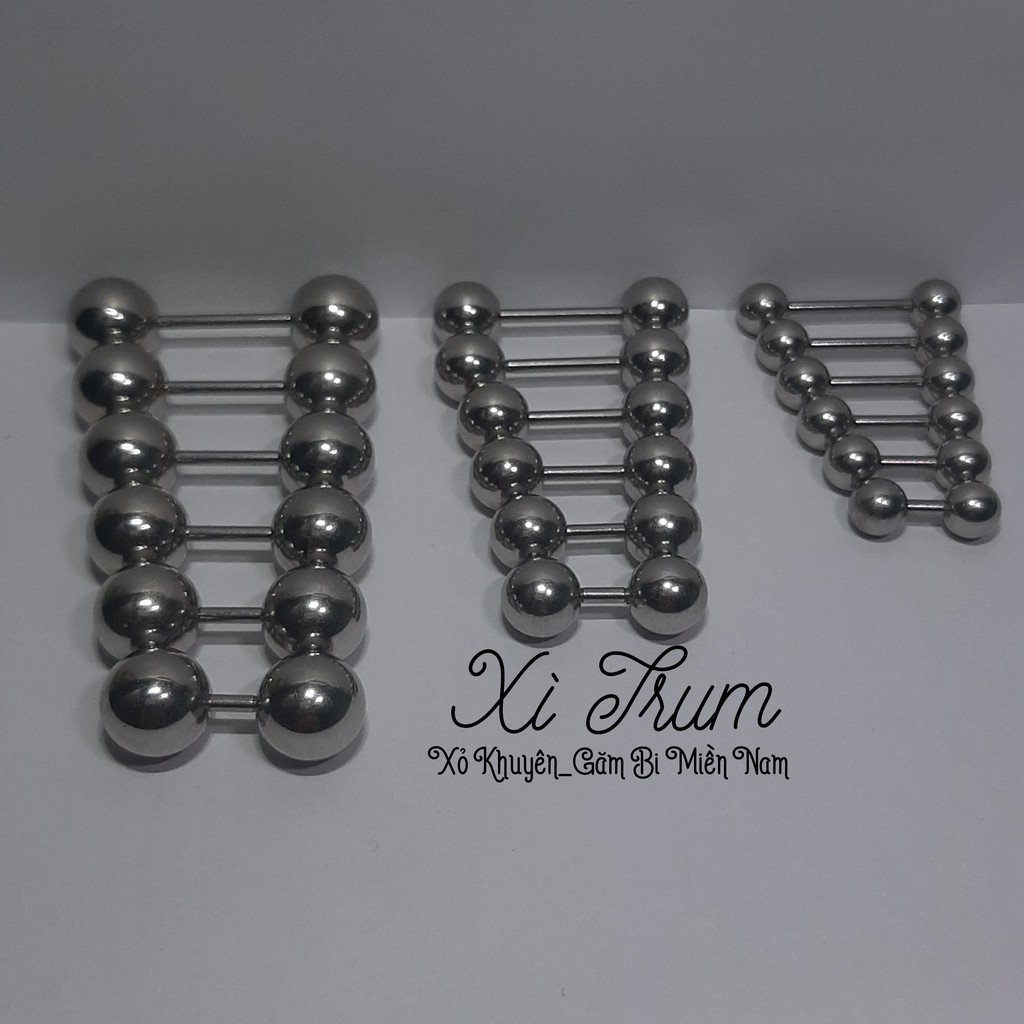 Khuyên Chùy 2 Bi KIM LOẠI size 8mm/ khuyên 2 đầu bi CHO NAM