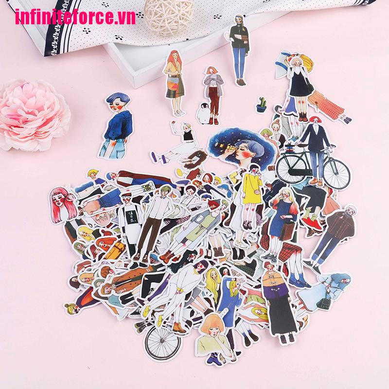 Set 280 Miếng Dán Trang Trí Nhật Ký Hình Cô Gái Đáng Yêu