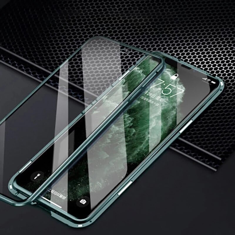 Ốp điện thoại kim loại từ tính bảo vệ 360 độ thích hợp cho Iphone 12 11 Pro Max X Xs Max 6 6s 7 8 Se 2020