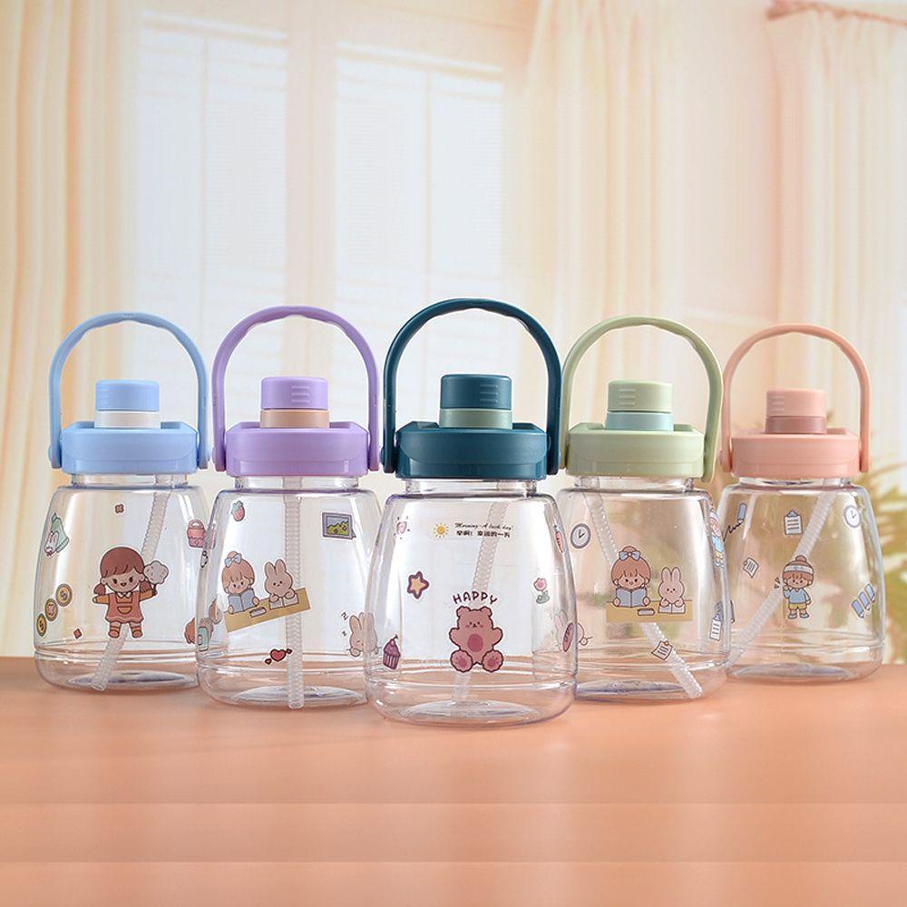 Bình Nước Nắp Lật Chống Rò Rỉ Hình Gấu Màu Xanh Dương Phong Cách Thể Thao
