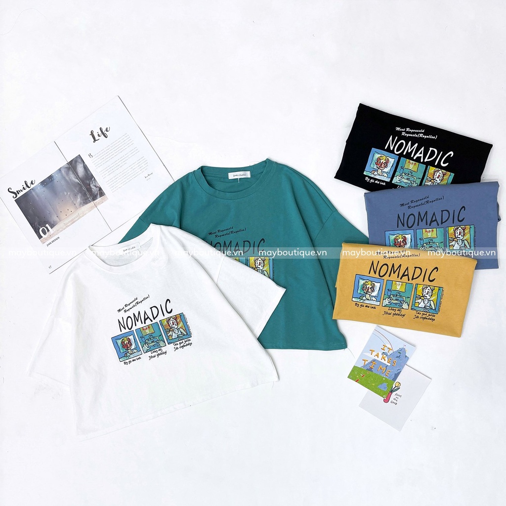 [HÀNG CÓ SẴN] Áo croptop nữ tay ngắn form rộng in chữ Nomadic Ulzzang ACZ21H_106.036 (ẢNH THẬT) | BigBuy360 - bigbuy360.vn