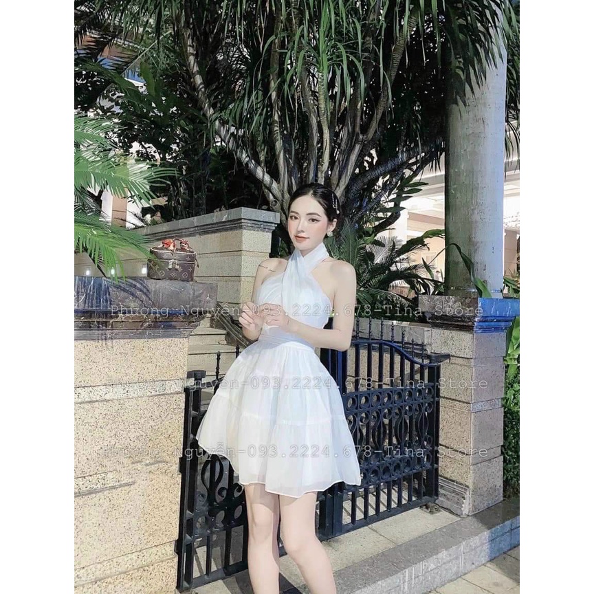 Đầm Xòe Cổ Yếm Chéo Có Mút Ngực