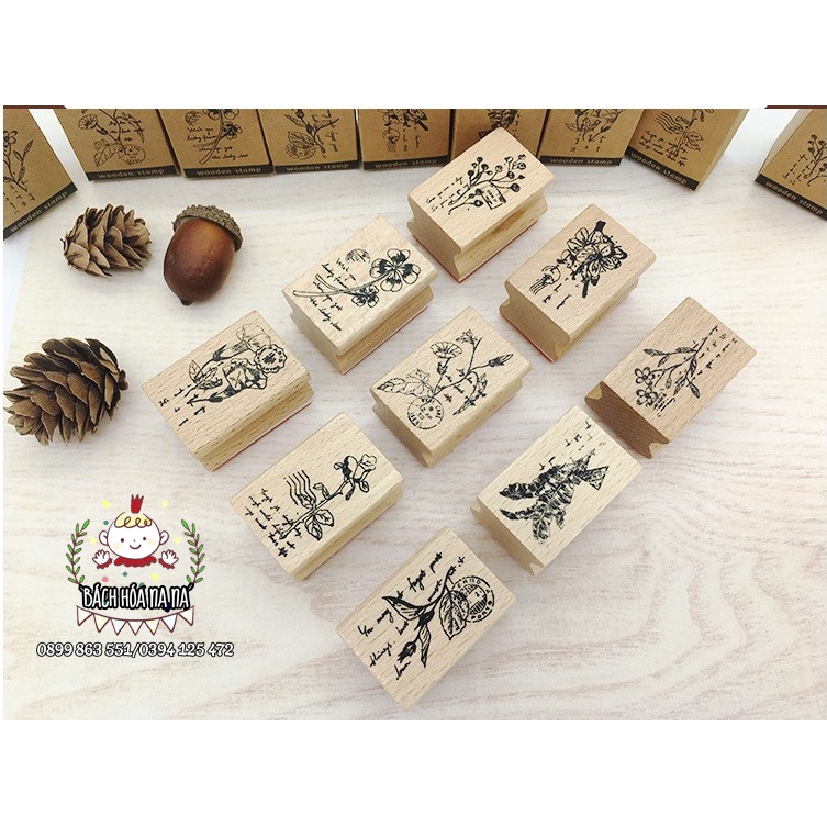 Con dấu gỗ MarryTree hình Hoa Lá Tem Thư Nghệ thuật Vintage dấu hoa cổ điển Bullet Journal Sưu Tầm - Bách hóa Na Na