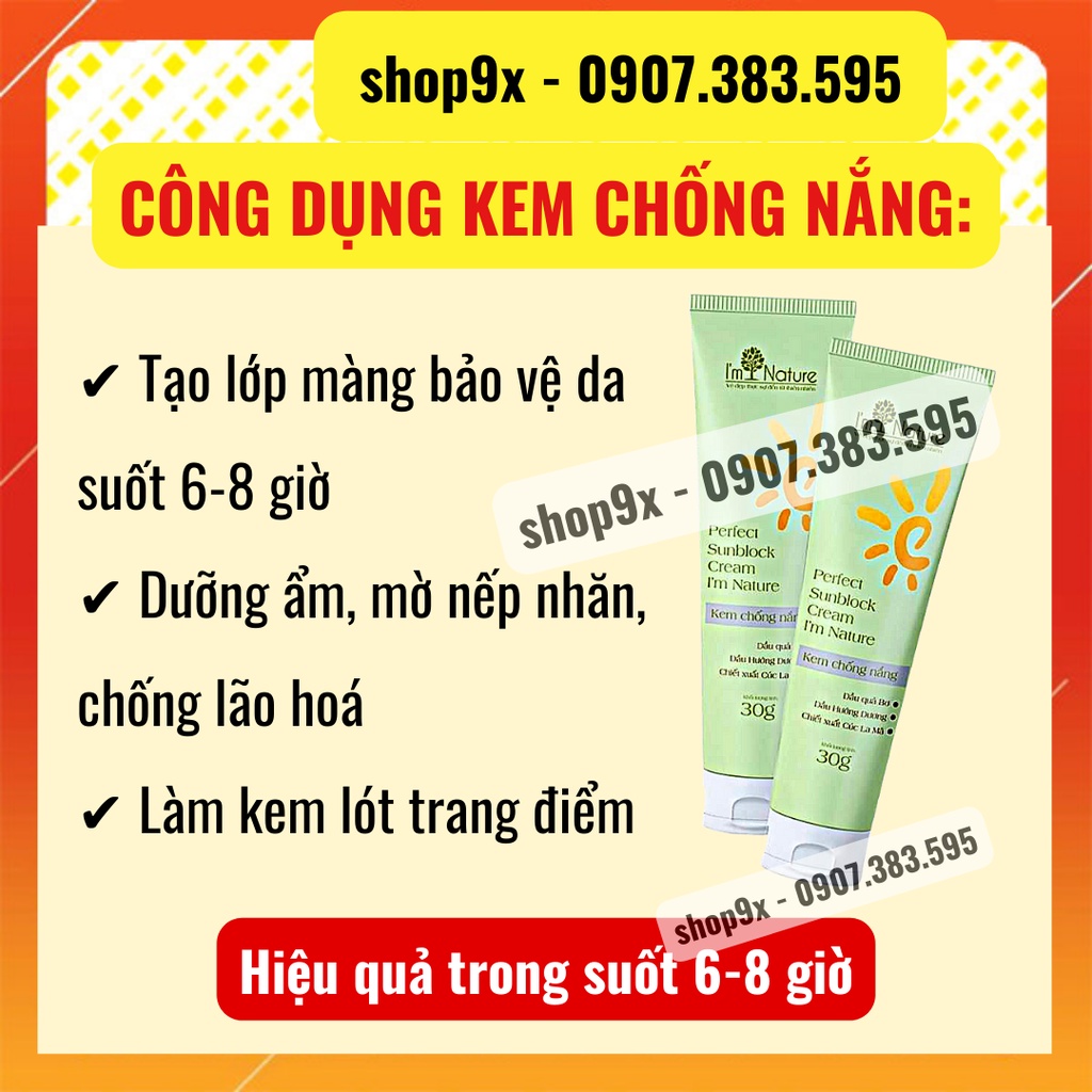 (+Quà) Kem Chống Nắng I'm Nature SPF50/PA+++ Perfect Sunblock Cream 30gr