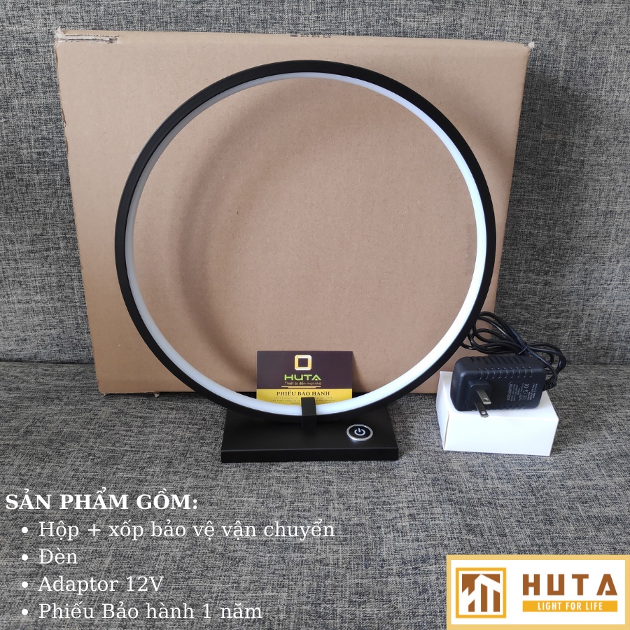 Đèn Bàn Cảm Ứng HUTA Tăng Giảm Độ Sáng, Ánh Sáng Vàng, Dùng Làm Đèn Ngủ, Để Phòng Khách, Trang Trí Decor, Led 18W, Mã C1