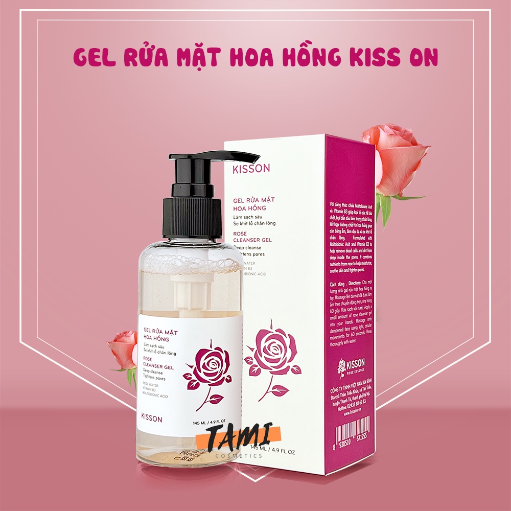 Gel rửa mặt hoa hồng KISS ON sạch sâu, cấp ẩm, thu nhỏ lỗ chân lông sữa rửa mặt Kisson 145ml TM-KI-GEL01